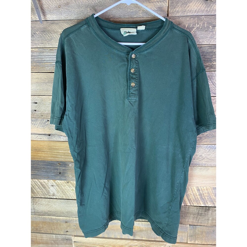 Timber Trail Men's XL Green Short Sleeve Henley T-Shirt 100% Cotton Casual Top